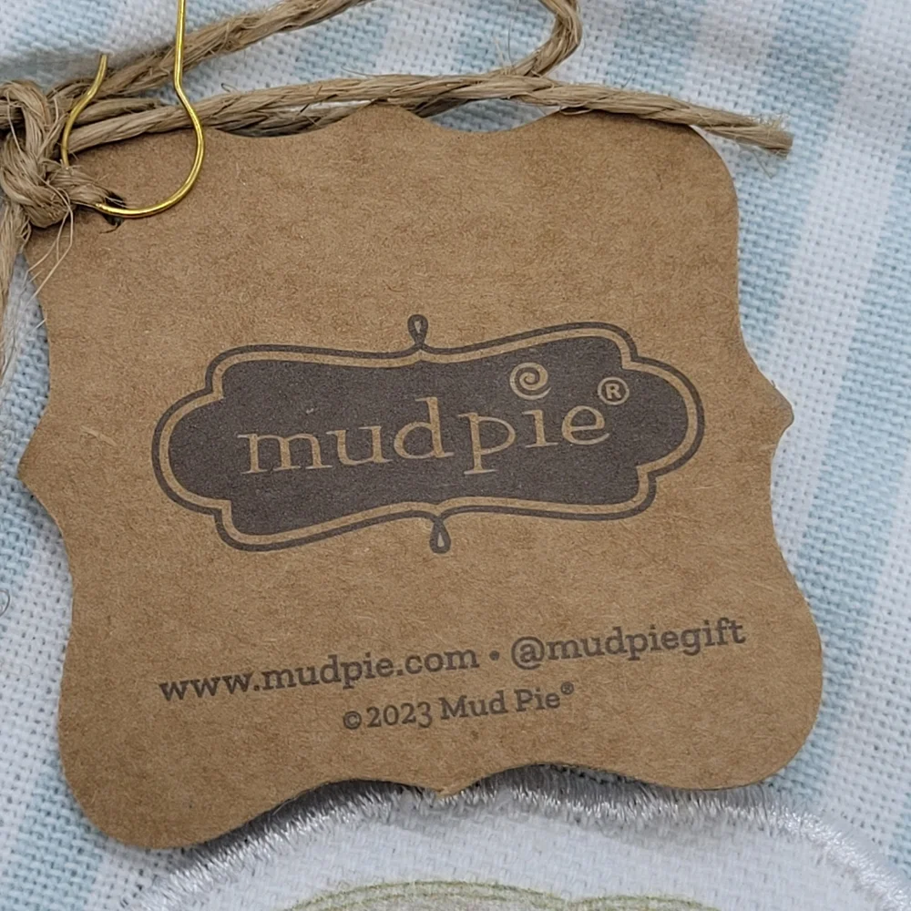 Mud Pie Towel Striped Tea Kitchen Easter Holiday Bunny Eggs Colorful Novelty NEW